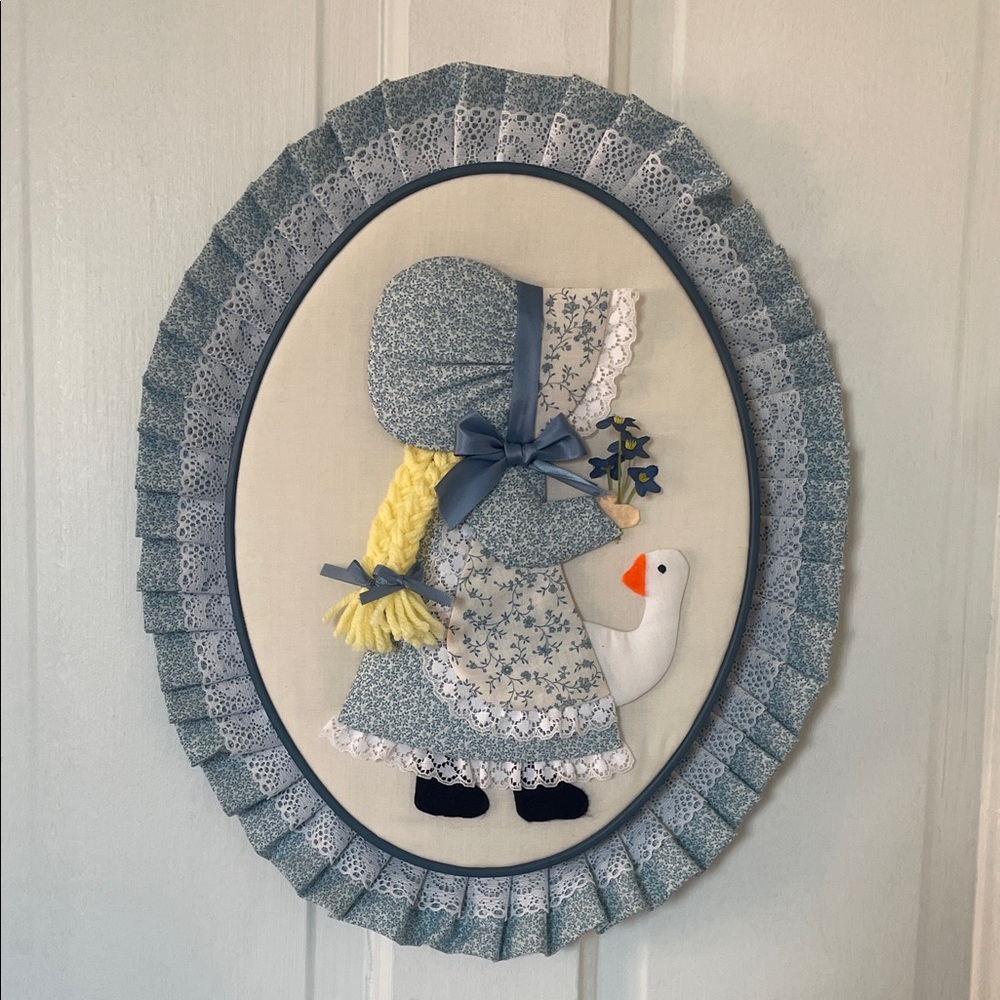 Craft Blue and White Girl with Goose Wall Art